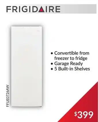 FRIGIDAIRE FFUE0726AW Convertible from freezer to fridge