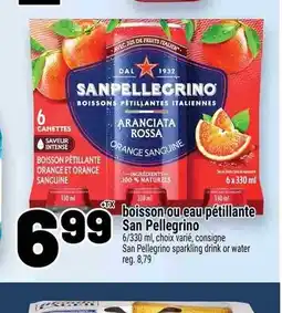 Metro Boisson ou eau pétillante san pellegrino offer