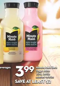 Longo's Minute Maid Zero Sugar Juice offer