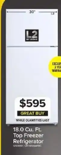 Leon's Top Freezer Refrigerator offer