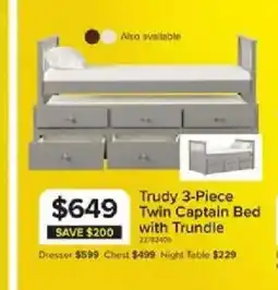 Leon's Trudy 3-Piece Twin Captain Bed with Trundle offer