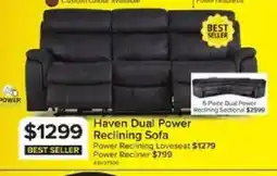 Leon's Haven Dual Power Reclining Sofa offer