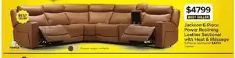 Leon's Jackson 6-Piece Power Reclining Leather Sectional with Heat & Massage offer