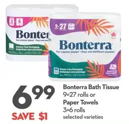 Longo's Bonterra Bath Tissue or Paper Towels offer