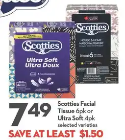 Longo's Scotties Facial Tissue or Ultra Soft offer