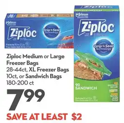 Longo's Ziploc Medium or Large Freezer Bags, XL Freezer Bags or Sandwich Bags offer
