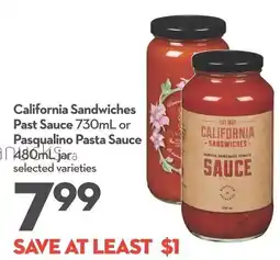 Longo's California Sandwiches Past Sauce or Pasqualino Pasta Sauce offer