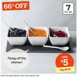 Kitchen Stuff Plus Slate Porcelain Bowls with Tray+Spoons Set offer