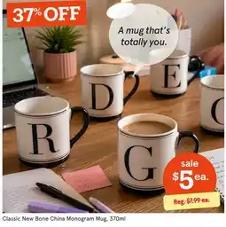 Kitchen Stuff Plus Classic New Bone China Monogram Mug offer