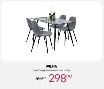 Meubles RD wilma - Glass Dining Table and 4 Chairs - Grey offer