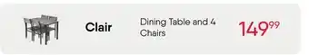 Meubles RD clair - Dining Table and 4 Chairs offer