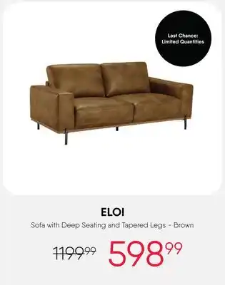 Meubles RD eloi - Sofa with Deep Seating and Tapered Legs - Brown offer