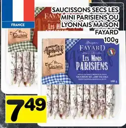 Supermarché PA SAUCISSONS SEC S LES MINI PARISIENS OU LYONNAIS MAISON FAYARD offer
