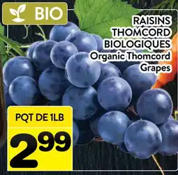 Supermarché PA RAISINS THOMCORD BIOLOGIQUES | Organic Thomcord Grapes offer