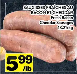 Supermarché PA SAUCISSES FRAÎCHES AU BACON ET CHEDDAR | Fresh Bacon Cheddar Sausages offer