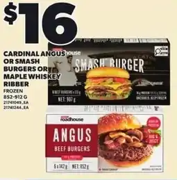 Independent Grocer Cardinal angus or smash burgers or maple whiskey ribber offer