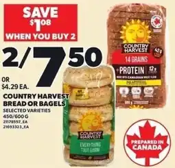 Independent Grocer Country harvest bread or bagels offer