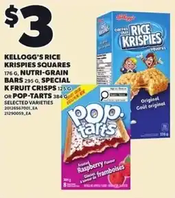 Independent Grocer Kellogg's rice krispies squares nutri-grain bars special kfruit crisps 125 g or pop-tarts offer