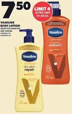 Independent Grocer Vaseline body lotion offer