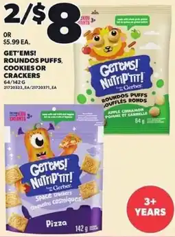 Independent Grocer Get'ems! roundos puffs, cookies or crackers offer