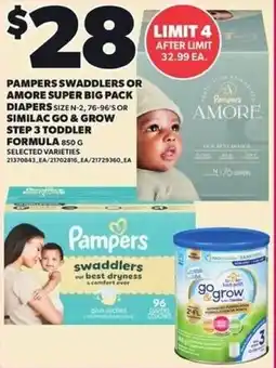 Independent Grocer Pampers swaddlers or amore super big pack diapers or similac go & grow step 3 toddler formula offer