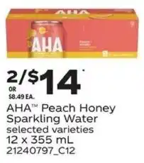 Independent Grocer Aha peach honey sparkling water offer
