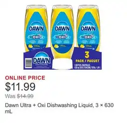 Costco Dawn Ultra + Oxi Dishwashing Liquid, 3 × 630 mL offer