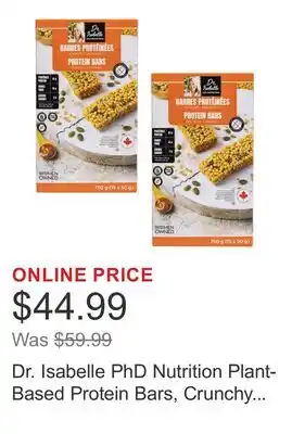 Costco Dr. Isabelle PhD Nutrition Plant-Based Protein Bars, Crunchy Caramel offer