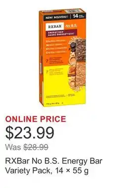 Costco RXBar No B.S. Energy Bar Variety Pack, 14 × offer