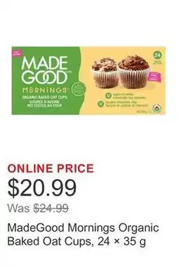 Costco MadeGood Mornings Organic Baked Oat Cups, 24 × offer