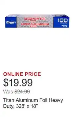 Costco Titan Aluminum Foil Heavy Duty, 328' x 18 offer