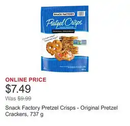 Costco Snack Factory Pretzel Crisps - Original Pretzel Crackers offer