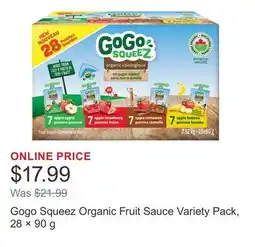 Costco Gogo Squeez Organic Fruit Sauce Variety Pack, 28 × offer