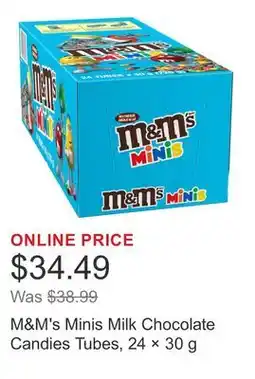 Costco M&M's Minis Milk Chocolate Candies Tubes, 24 × offer