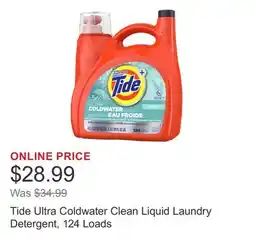Costco Tide Ultra Coldwater Clean Liquid Laundry Detergent, 124 Loads offer