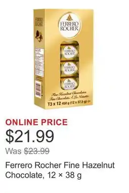 Costco Ferrero Rocher Fine Hazelnut Chocolate, 12 × offer