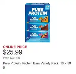 Costco Pure Protein, Protein Bars Variety Pack, 18 × offer