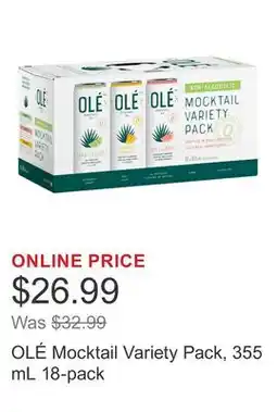 Costco OLÉ Mocktail Variety Pack, 355 mL 18-pack offer