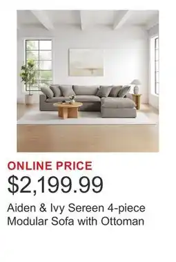 Costco Aiden & Ivy Sereen 4-piece Modular Sofa with Ottoman offer