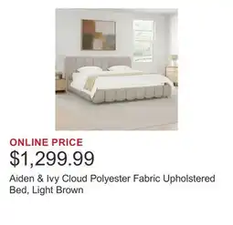 Costco Aiden & Ivy Cloud Polyester Fabric Upholstered Bed, Light Brown offer
