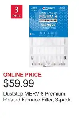 Costco Duststop MERV 8 Premium Pleated Furnace Filter, 3-pack offer