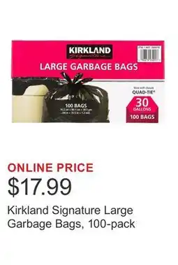 Costco Kirkland Signature Large Garbage Bags, 100-pack offer