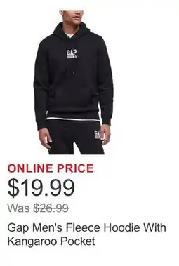 Costco Gap Men's Fleece Hoodie With Kangaroo Pocket offer