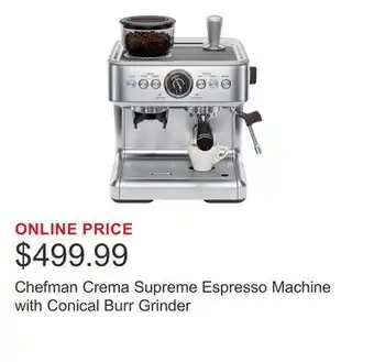 Costco Chefman Crema Supreme Espresso Machine with Conical Burr Grinder offer