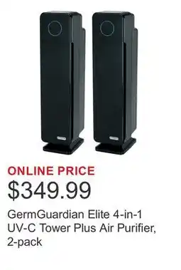 Costco GermGuardian Elite 4-in-1 UV-C Tower Plus Air Purifier, 2-pack offer