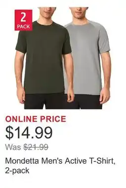 Costco Mondetta Men's Active T-Shirt, 2-pack offer