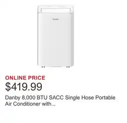 Costco Danby 8,000 BTU SACC Single Hose Portable Air Conditioner with Inverter and WiFi, White offer