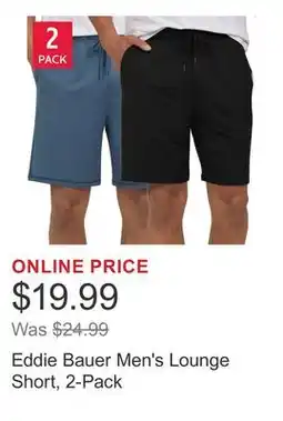 Costco Eddie Bauer Men's Lounge Short, 2-Pack offer