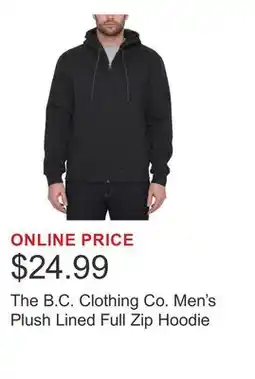 Costco The B.C. Clothing Co. Men's Plush Lined Full Zip Hoodie offer