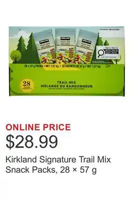 Costco Kirkland Signature Trail Mix Snack Packs, 28 × offer